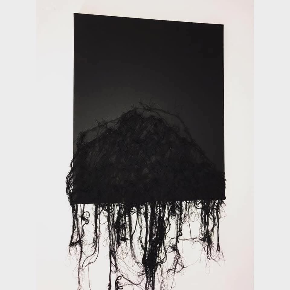 Ross.Wool · «Groviglio Primordiale» — Lana nera e grovigli materici su tela, 2026